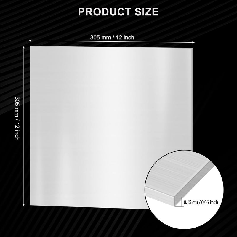 LepoHome ألواح الفولاذ المقاوم للصدأ 12 × 12 × 1/16 بوصة 304، ألواح فولاذية بسماكة 1/16 بوصة، ألواح شيم فولاذية، ألواح معدنية لصنع الحرف اليدوية في المطبخ (305 × 305 × 1.5 مم) - Image 2